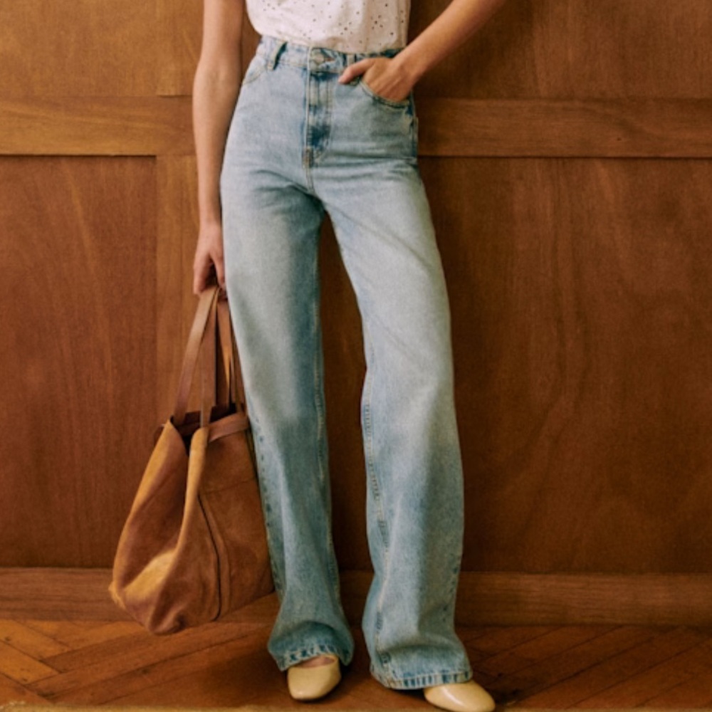 NWT Sezane | The Wide Leg Trousers | Light Blue | Size 2